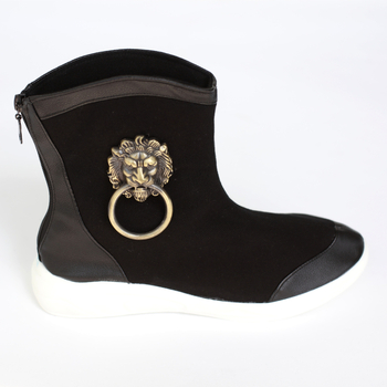 Мъжки високи обувки от платно с пластмасова подметка, платнена горна част, заострен нос, височина на гърлото над 11 см