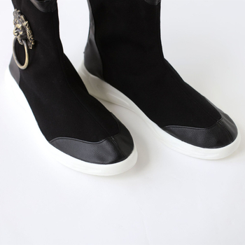 Мъжки високи обувки от платно с пластмасова подметка, платнена горна част, заострен нос, височина на гърлото над 11 см