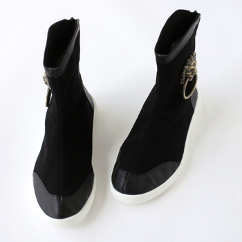 Мъжки високи обувки от платно с пластмасова подметка, платнена горна част, заострен нос, височина на гърлото над 11 см