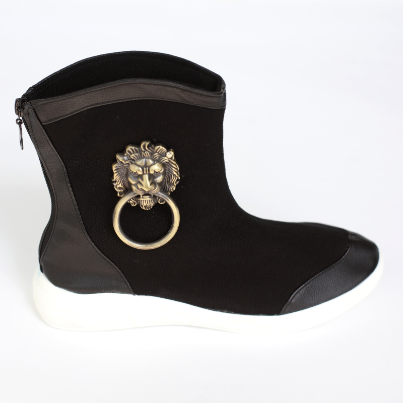 Мъжки високи обувки от платно с пластмасова подметка, платнена горна част, заострен нос, височина на гърлото над 11 см