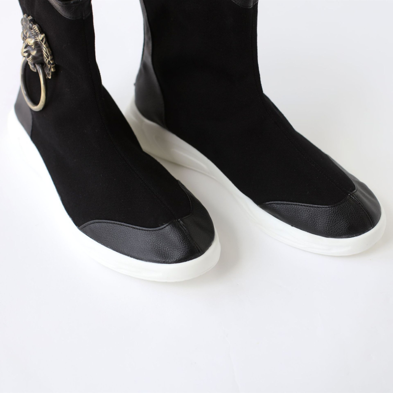 Мъжки високи обувки от платно с пластмасова подметка, платнена горна част, заострен нос, височина на гърлото над 11 см