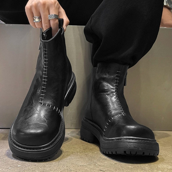 Ghete Martin unisex cu partea superioară din PU, talpă din cauciuc, căptușeală din microfibră, fermoar lateral, impermeabile