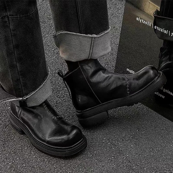 Ghete Martin unisex cu partea superioară din PU, talpă din cauciuc, căptușeală din microfibră, fermoar lateral, impermeabile