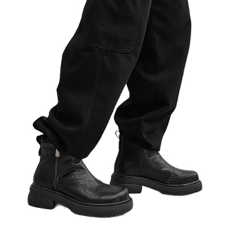 Ghete Martin unisex cu partea superioară din PU, talpă din cauciuc, căptușeală din microfibră, fermoar lateral, impermeabile