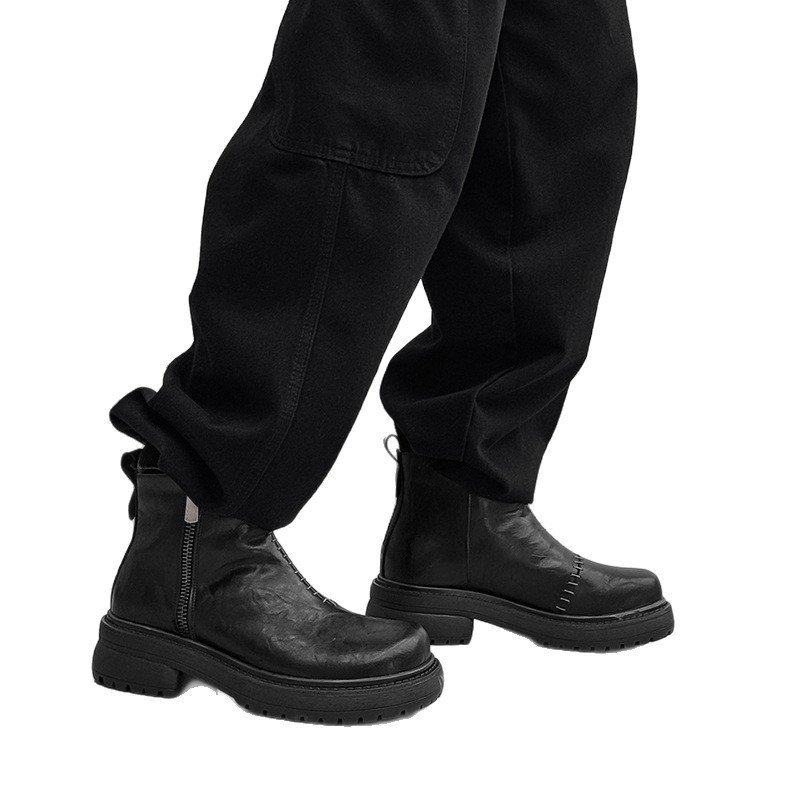 Ghete Martin unisex cu partea superioară din PU, talpă din cauciuc, căptușeală din microfibră, fermoar lateral, impermeabile