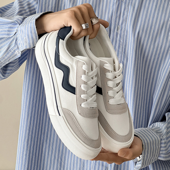 Мъжки канвасови маратонки – дишащи, леки, вулканизирана подметка, връзки, нисък горнище, HTA-6