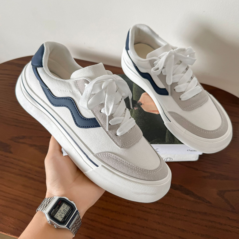 Мъжки канвасови маратонки – дишащи, леки, вулканизирана подметка, връзки, нисък горнище, HTA-6