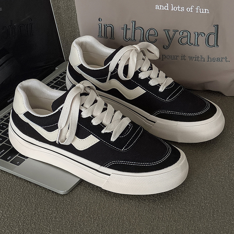 Мъжки канвасови маратонки в корейски стил – леки, нисък връх, с връзки, вулканизирана гумена подметка HTA-6