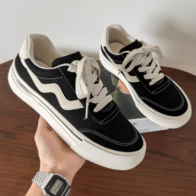 Мъжки канвасови маратонки в корейски стил – леки, нисък връх, с връзки, вулканизирана гумена подметка HTA-6