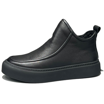 Férfi Chelsea bakancs valódi bőrből, meleg fleece bélés, oldalsó cipzár, kerek orr, középmagas sarkú 3-5 cm