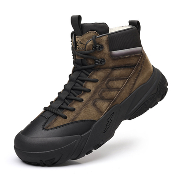 Ghete Martin din piele pentru bărbați, căptușite cu lână – partea superioară din piele de vacă, căptușeală din lână, talpă din cauciuc, vârf rotund, talpă cusută