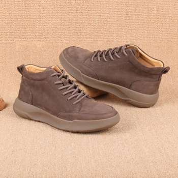 Ghete Martin pentru bărbați, piele de primă mână, vârf rotund, talpă din cauciuc, fermoar pe lateral, stil vintage