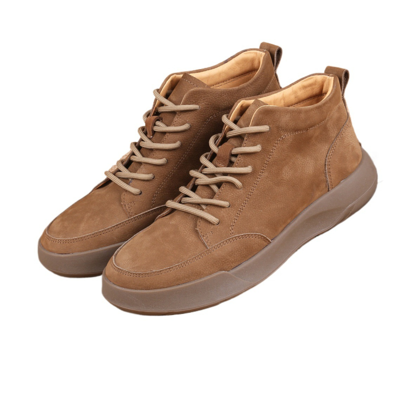 Ghete Martin pentru bărbați, piele de primă mână, vârf rotund, talpă din cauciuc, fermoar pe lateral, stil vintage