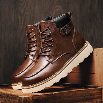 Martin Boots – muške čizme u retro stilu, okrugli vrh, srednje visoki potkoljenica, gornji dio od mikrovlaknaste kože, gumena potplata