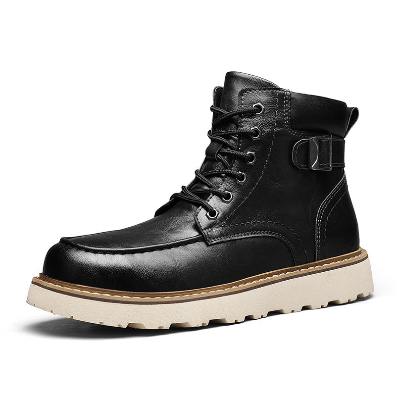 Martin Boots – muške čizme u retro stilu, okrugli vrh, srednje visoki potkoljenica, gornji dio od mikrovlaknaste kože, gumena potplata