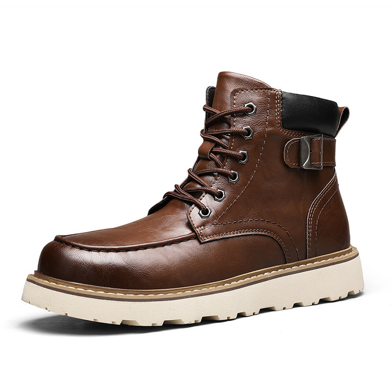 Martin Boots – muške čizme u retro stilu, okrugli vrh, srednje visoki potkoljenica, gornji dio od mikrovlaknaste kože, gumena potplata