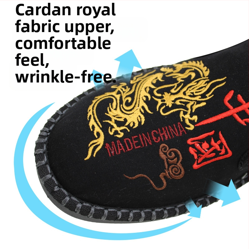 Vīriešu auduma kurpes ar izšuvumiem, elpojošas, ērtas uzvilktšanai ar elastīgu jostu, apaļš purns, PU zole, iekšējais zolītis no bambusa šķiedrām