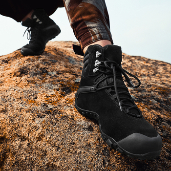 XGGO Pantofi de drumeție: impermeabili, înălțime medie a părții superioare din piele naturală, EVA talpă intermediară, talpă din cauciuc antiderapant