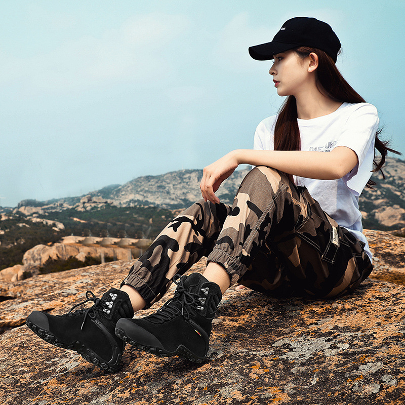 XGGO Pantofi de drumeție: impermeabili, înălțime medie a părții superioare din piele naturală, EVA talpă intermediară, talpă din cauciuc antiderapant