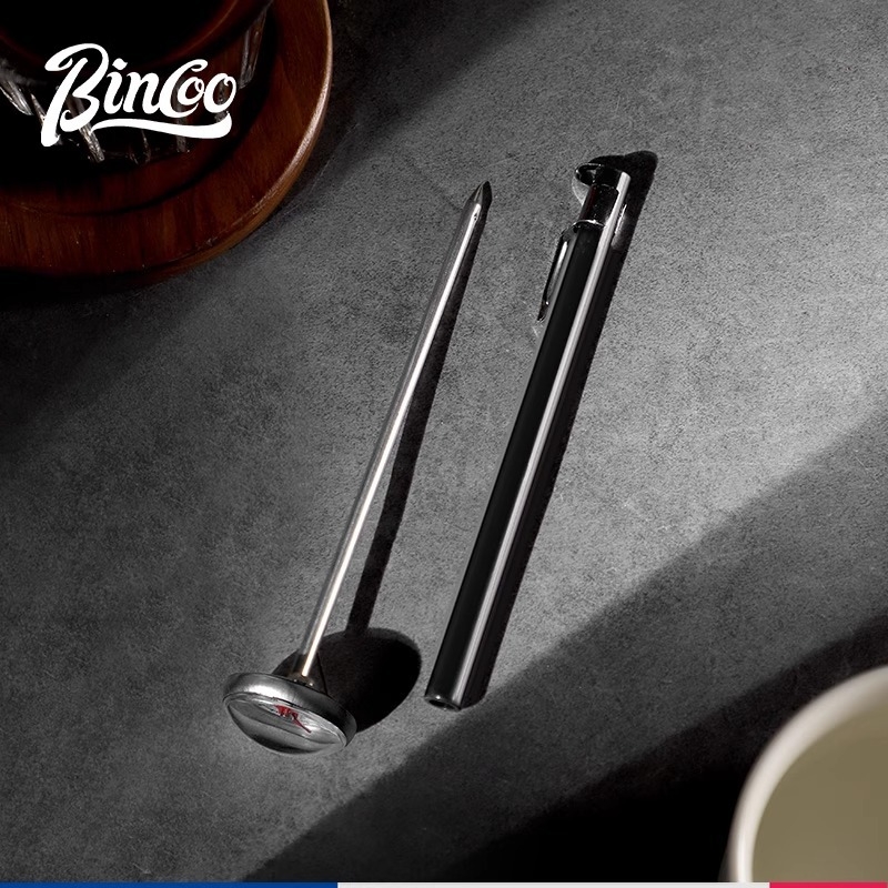 Bincoo kafes termometrs — mehānisks dial termometrs espreso un rokā gatavotai kafijai, mūsdienīgs minimālisma stils, materiāli: alumīnijs + 304 nerūsējošais tērauds + ABS