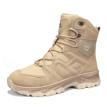Ghete Martin pentru bărbați, stil Desert Combat, înălțime medie a gleznei, talpă din cauciuc, antiderapante și rezistente la uzură