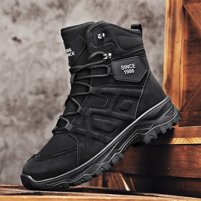 Ghete Martin pentru bărbați, stil Desert Combat, înălțime medie a gleznei, talpă din cauciuc, antiderapante și rezistente la uzură