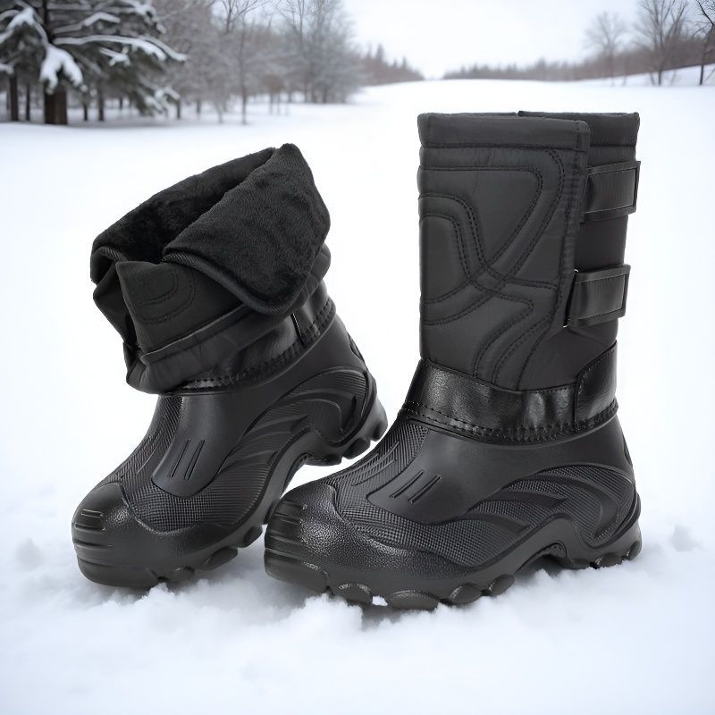 Ghete de zăpadă pentru bărbați, impermeabile, anti-derapare, căptușite cu fleece, partea superioară PU, talpă EVA