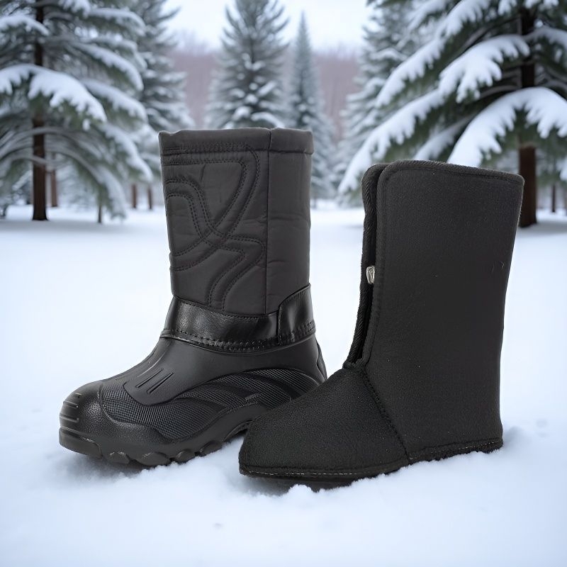 Ghete de zăpadă pentru bărbați, impermeabile, anti-derapare, căptușite cu fleece, partea superioară PU, talpă EVA