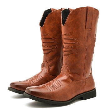 Muške PU kožne čizme Knight boots, šiljat vrh, niski klinasti potplat 1–3 cm, gumeni potplat