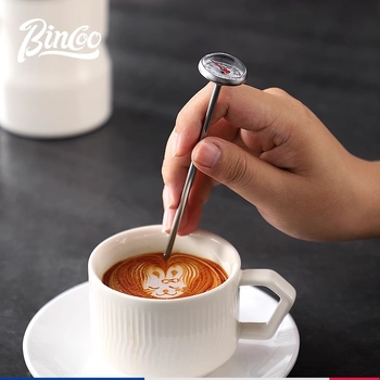 Bincoo Καφέ Μηχανικό Θερμόμετρο με Δείκτη, μοντέρνου μινιμαλιστικού σχεδίου, για χειροποίητο καφέ και εσπρέσο — Αλουμίνιο, Ανοξείδωτος χάλυβας 304 και ABS
