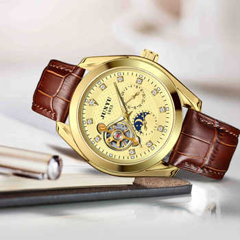 Junyu Ceas mecanic pentru bărbați, Tourbillon, Mișcare 1033G, Afișaj analog, Rezistență la apă 10 m