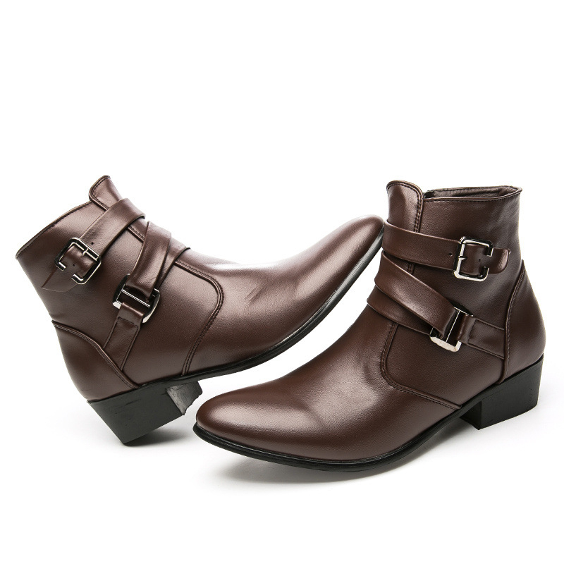 Muške Martin čizme, britanski stil, povećanje visine, protuklizne, tople, PU gornji dio, gumena potplat