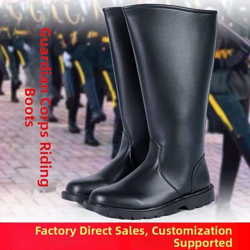 Cizme Knight din piele sintetică, tibie înaltă, vârf rotund, toc pătrat 3-5 cm