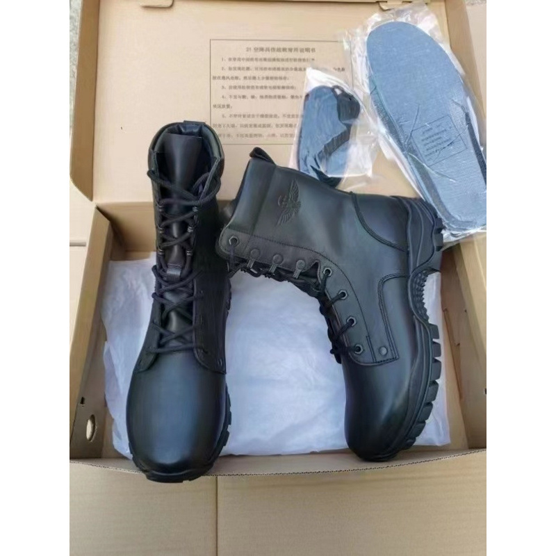 Katonai magas szárú csizma, uniszex, fűzővel, PU felső, gumi talp, vízálló, lélegző