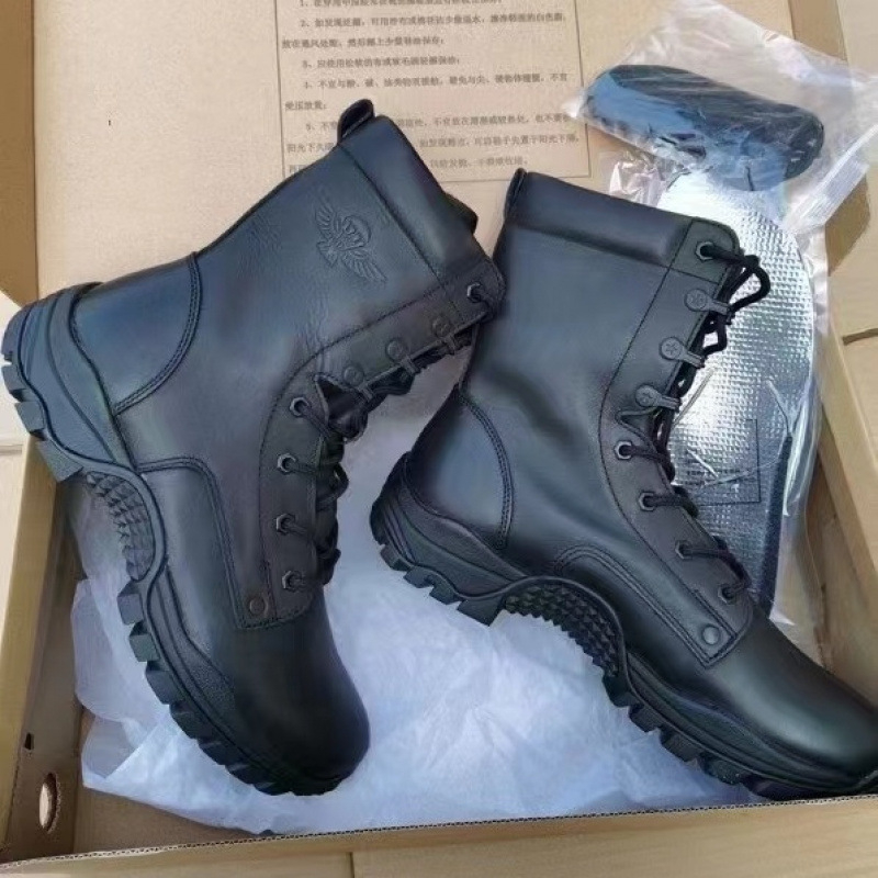 Katonai magas szárú csizma, uniszex, fűzővel, PU felső, gumi talp, vízálló, lélegző