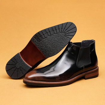 Muške Chelsea čizme, britanski stil, kožna gornja, kvadratni nos, niska peta 1–3 cm