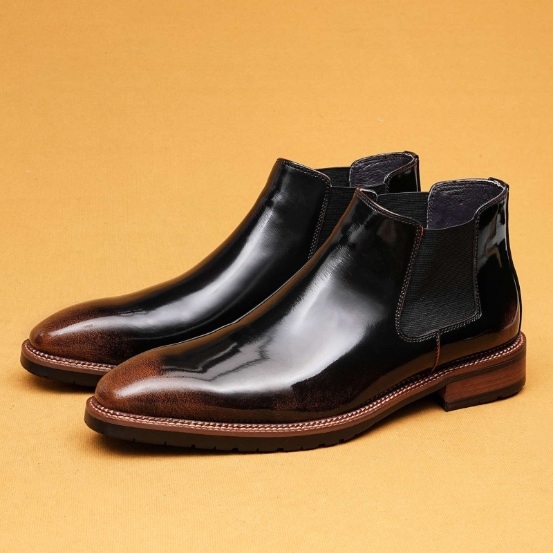 Muške Chelsea čizme, britanski stil, kožna gornja, kvadratni nos, niska peta 1–3 cm