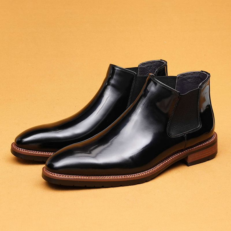Muške Chelsea čizme, britanski stil, kožna gornja, kvadratni nos, niska peta 1–3 cm