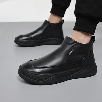 Martin čizme, gornji dio od dvostruke kože krave, gumena potplat, visoki casual stil, bez podstava, PU ulošak