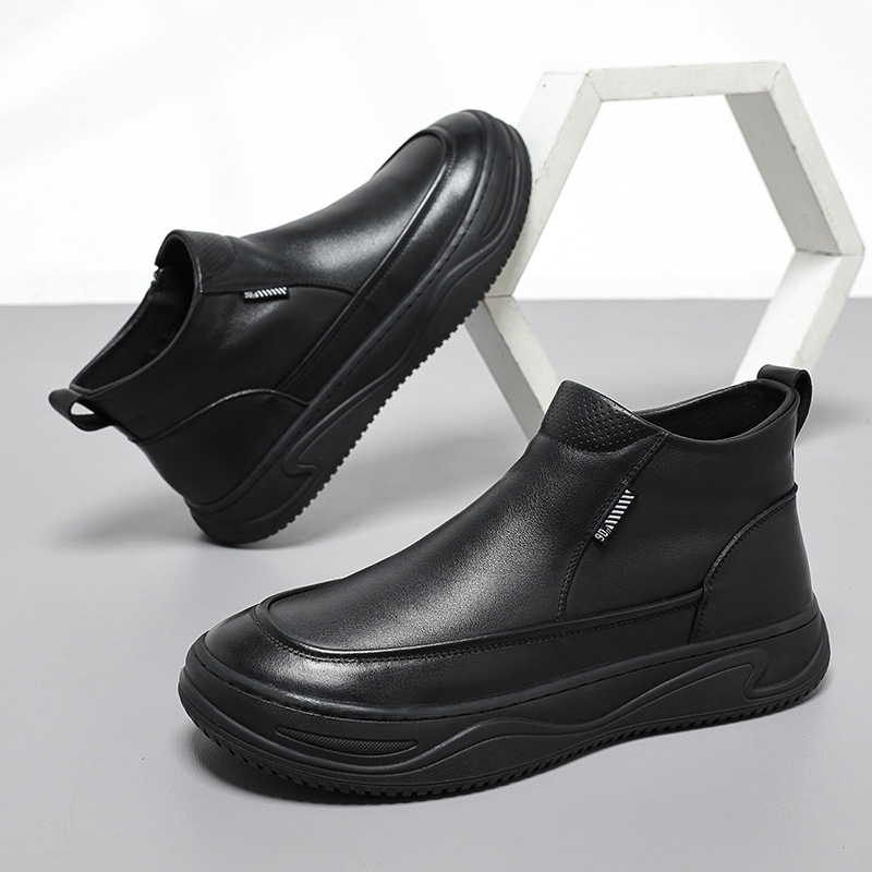 Martin čizme, gornji dio od dvostruke kože krave, gumena potplat, visoki casual stil, bez podstava, PU ulošak