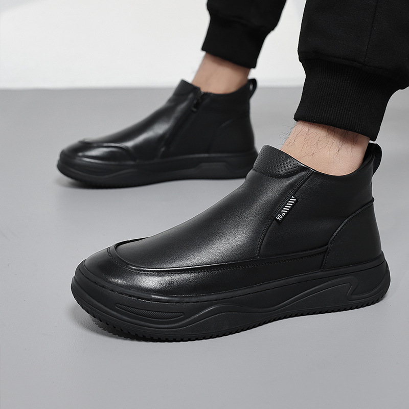 Martin čizme, gornji dio od dvostruke kože krave, gumena potplat, visoki casual stil, bez podstava, PU ulošak