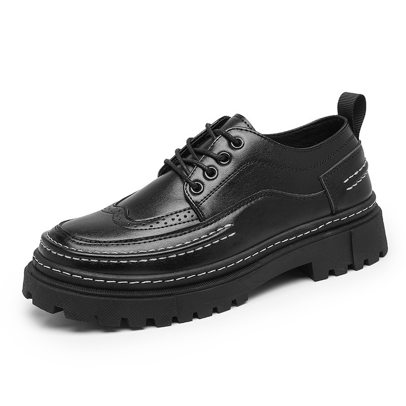 Muške Martin čizme za muškarce, gornji dio od kože goveda, gumena potplata, okrugli vrh, niski klin, casual stil