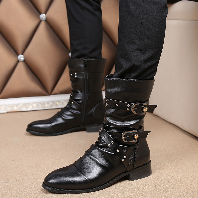Muške Martin čizme, korejski stil, oštar nos, umjetna PU, bočni zatvarač
