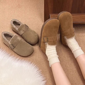 Ženske slip-on cipele Birkenstock stila, gornji dio od pamuka, flis ulošak, gumeni potplat