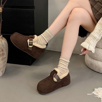 Zimske ženske cipele u Birkenstock stilu, visok gornji dio, gornja stranica: sintetička koža, potplat: guma, vezanje, ulošak od umjetnog pliša