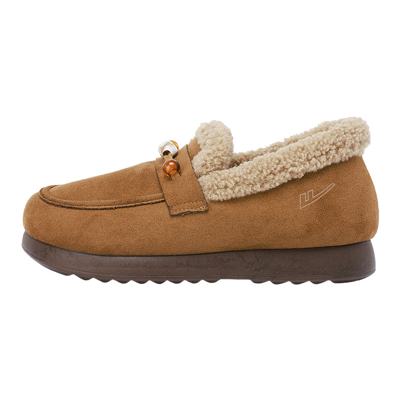 Ženske zimske slip-on cipele s текстилним gornjim dijelom, unutrašnjost od pamuka, PU potplat, niski profil, okrugli vrh