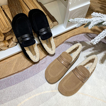 Ženske zimske slip-on tenisice s umjetnom krznom uložkom, mat vanjski dio, gumeni đon, niska potpetica 1–3 cm