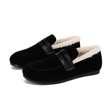 Ženske zimske slip-on tenisice s umjetnom krznom uložkom, mat vanjski dio, gumeni đon, niska potpetica 1–3 cm