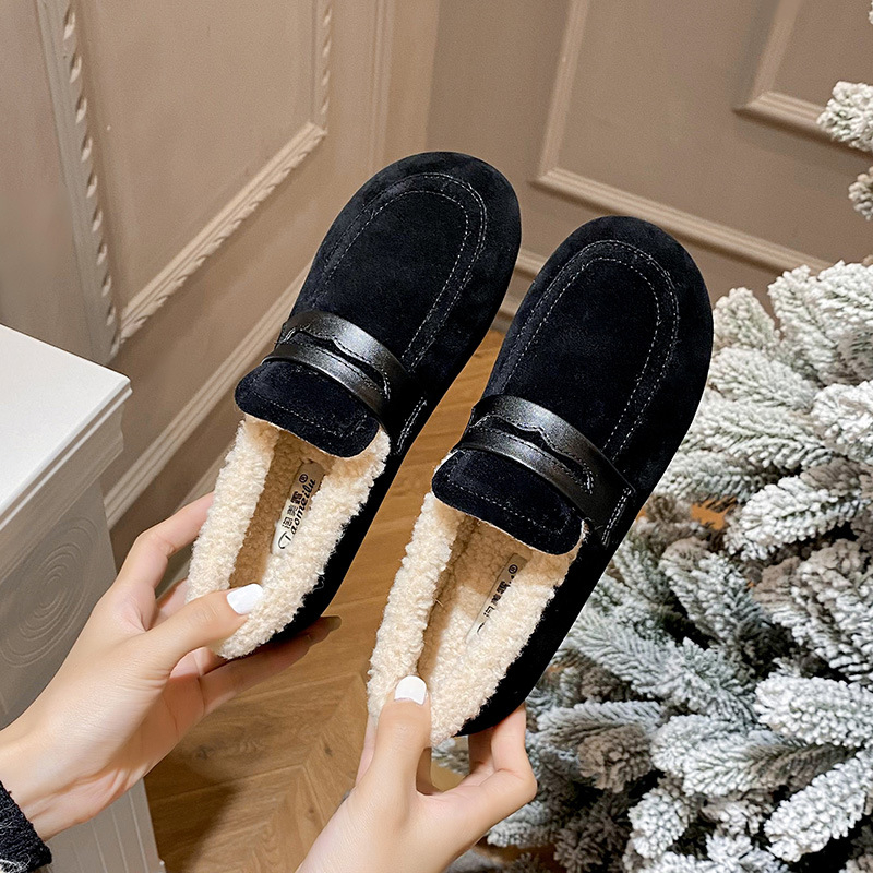 Ženske zimske slip-on tenisice s umjetnom krznom uložkom, mat vanjski dio, gumeni đon, niska potpetica 1–3 cm