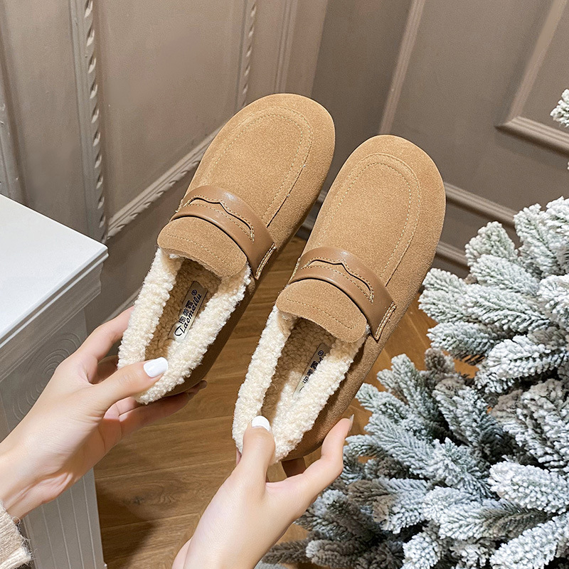 Ženske zimske slip-on tenisice s umjetnom krznom uložkom, mat vanjski dio, gumeni đon, niska potpetica 1–3 cm